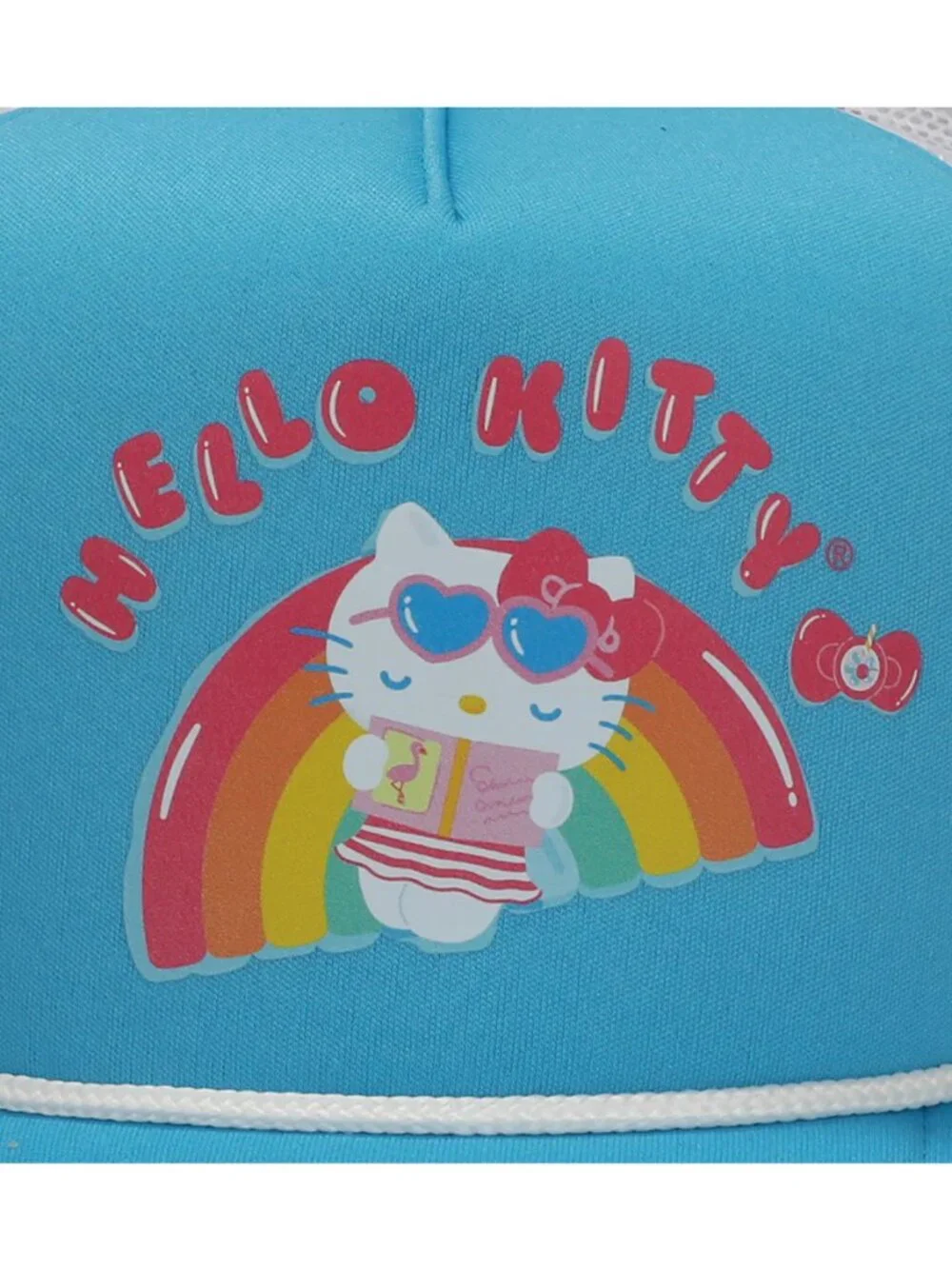 Hello Kitty Pool Float Rainbow Mesh Trucker Hat - Cute Fun Girl Character Gift